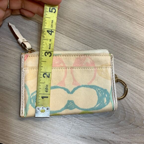 Coach Mini Coin Purse Key Fob Logo Print, Colorful Logo Scribble,  4.5" x 3" - Picture 6 of 7